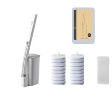 藍小魚壁掛式一次性馬桶刷，不沾手拋棄式清潔刷，浴室清潔好幫手, 1個, 主體+16入刷頭 壁掛版