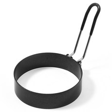 圓形煎蛋器，附手柄，不沾鍋，易清洗，多用途廚房小工具, 黑色, 1個