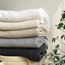 피그먼트 사계절 쇼파 블랫킹 담요 모달 와플 홑이불, 아이보리