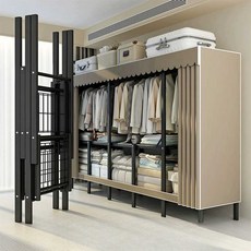 비키니옷장 접이식 간이옷장 기숙사 원룸 자취방 옷수납장 간편 설치간단, 커피 - 120x48x172