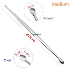 정형외과 스틸 볼크만 골 큐렛 더블 엔드 타원형 원형 골 큐렛 수의학 정형외과 기구, 01 1pcs  Medium