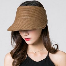 비니비 등산 운동 러닝 비치 햇빛가리개 모자 하프 왕골햇 썬캡, 브라운