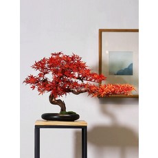 인조 단풍조화 나뭇잎 식물 조경 가을장식 실내 인테리어 데코 페이크, 럭키 레드메이플 오른쪽