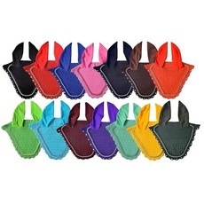 크리스탈 호스 플라이 보닛 15가지 색상 더블 파이핑 이어 네트 베일 마스크 통기성 면 코바늘 뜨개질 택 승마 풀 코브 (풀 블랙), 옵션 1, RED