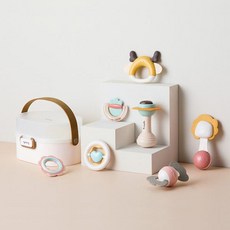 아가방 중계점 딸랑이 완구세트 (7pcs) *24년 신상* 파스텔톤의 감각적이고 다양한 디자인 시각 청각 발달에 도움을 주는 딸랑이 세트, 화이트_FREE, 1개