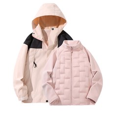 兒童加厚三合一沖鋒衣羽絨服外套 中大童戶外保暖兩件套