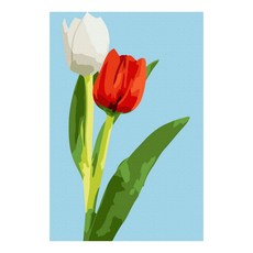플레이어바웃 DIY 명화그리기 세트 유화 10 x 15 cm, 튤립 두송이 (AX293), 1개
