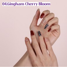 말랑 젤 네일 스티커 붙이는 셀프 아트 젤 스트립 패치 33p 세트, 1개, 04.Gingham Cherry Bloom