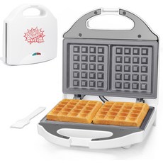 애쉬글렌 세라믹 미니 파니니 프레스 아침 샌드위치 메이커 2-슬라이스 그릴 치즈 엘렉타 토스터 PFAS 프리 코팅 화이트, Mini Waffle Maker