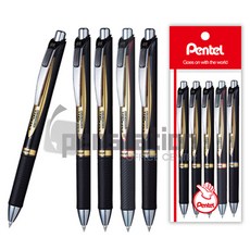펜텔 에너겔 퍼머넌트 겔잉크 0.5mm 볼펜 세트, 0.5mm 흑색 3개 + 청색 1개 + 적색 1개 세트