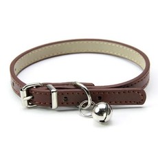 조절 벨이 애완동물 목줄 가죽 강아지 고양이 흰색 빨간색, 1개, 15. coffee