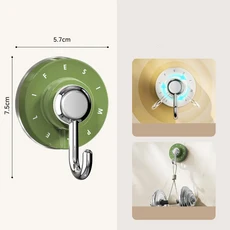 벽걸이 진공 흡착식 이중 후크 무타공 키/수건 욕실 주방 탈부착 수납 1개, 02 2 Green