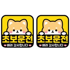 나봄드로잉 1+1 자체디자인 초보운전 자석 스티커 강아지 휘바, 1개, 휘바1+1