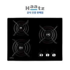 [기본설치비포함] 하츠 빌트인 3구 가스레인지 법랑 블랙펄 GC-3606EDBH (타공 560x430), LNG
