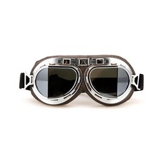 CRG Sports 빈티지 에이비에이터 파일럿 스타일 오토바이 크루저 스쿠터 고글 T08 T08BCB - 페어런트, 실버 렌즈 다크 초콜릿 패딩