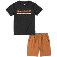 Timberland 남아용 투피스 티 쇼트 세트 딥 블랙. 155506