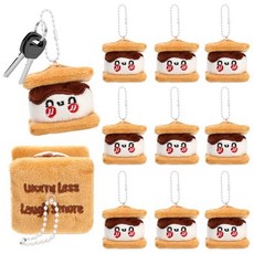 Jenaai 귀여운 스모어 발렌타인 파티 선물 마시멜로 키체인 인용구 걱정 덜 웃음 S'More 재미있는 봉제 선물 다양한 색상
