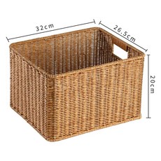대형 라탄바구니 수납 A 바구니 사각 손잡이 라탄보관함, 1개, G. 밝은 갈색 3x6.5x0cm 단일 서랍 손잡이
