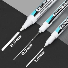 흰색 마커 유성 미세 팁 택배 방수 비 페이딩 광고 인사말 카드 타이어 유리 형광펜 펜은 지울 수 없습니다, 02 3pcs MIX