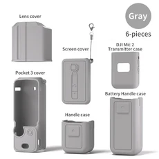 DJI Osmo Pocket 3 용 실리콘 커버 소프트 유연한 보호 렌즈 슬리브 액세서리 스크래치 방지 쉘 스킨, 08 Gray 6 pcs