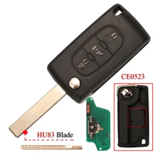 호환 433Mhz ID46 플립 원격 자동차 키 (밴) Citroen Dispatch Berlingo Peugeot 전문가 파트너 207 Ce0523, 01 HU83 Ce0523, 04 for Citorne FSK