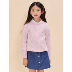 매장정품 빈폴 키즈 BEANPOLE KIDS 울 케이블 풀오버 니트 - 라이트 핑크 243907