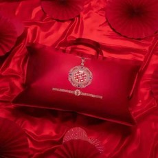 천 웨딩 선물 상자 휴대용 면 이불 보관 가방 방수 축하용, A. 집에 기쁜 소식이 있네요! [공단 자수 공예]