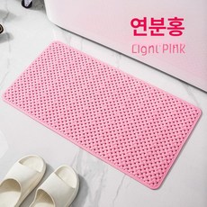 욕실 방수 미끄럼방지 샤워 매트 화장실 발매트 흡착 소프트 바닥 깔개, 1개, 라이트핑크