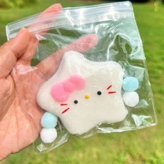 亮燈貓爪捏捏樂 解壓玩具 超軟泥感食玩 減壓玩具, Kitty貓五角星【pvc袋】, 1個