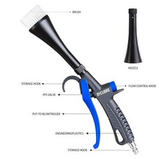 RYCUBRE PrOF 오브essional Tornado 자동차 클리닝 건 - 디테일링용 고압 에어 블로우 건 공기 압축기 호환 블로어, RYCUBRE PrOF 오브essional Tornad