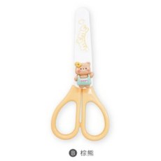 動物安全剪刀 兒童美勞剪刀 附安全蓋 圓頭設計 棕熊款, 1個, 棕熊/CZC-028B
