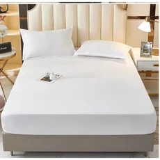 水洗棉床包/被套, 白色