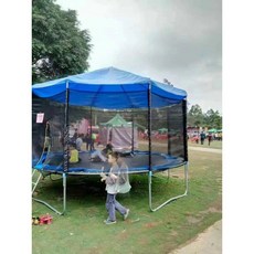 야외 트램폴린 대형 점핑 방방이 캠핑장 점프업 바운스 아웃도어 업소용 밴드 비막이 점프대, 3.66m 블루 트램폴린 + 천장