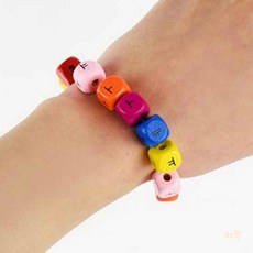 한글놀이 diy 나무비즈 실팔찌재료, 한글모음, 1통