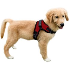 손잡이가 있는 당김 반사 조절 가능한 개 하네스 없음 편안한 부드러운 전천후 메쉬 소형 중대형견빨간색 소형견을 위한 쉬운 강아지, Small, Red