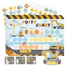 WERNSAI 배변 훈련 차트 - 270개의 스티커가 포함된 건설 화장실 보상 차트 이상적, Construction Vehicle