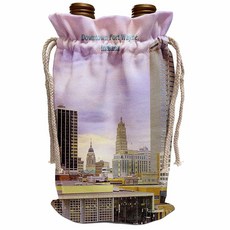 3dRose Downtown Fort Wayne 캔버스 와인 백 34.3 x 21.6 cm 베이지