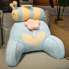 DIU 蜜蜂靠枕牀頭靠墊大靠背沙發座椅護腰枕頭學生宿舍玩手機抱枕牀上, 藍色蜜蜂