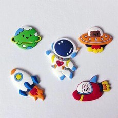 우주인 케이크 장식 항공우주 달 우주 비행기 로켓 소년 생일, 1개, 소프트러버우주인6개세트