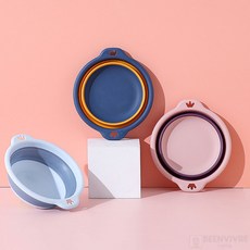 접이식 대야 벽에 거는 다라이 플라스틱 접는대야, 스카이블루(b), 1개