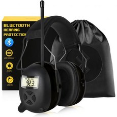 디지털 디스플레이가 있는 AM/FM 라디오 폰 30dB AM FM 청력 보호 안전 귀마개 잔디 깎기 조경 사격 및 건설용 귀 폰 블랙 옐로우, 블랙 블루투스 및 라디오