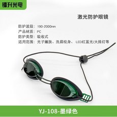 激光防護眼罩 DPL光子嫩膚洗紋身洗眉LED紅藍光適用, 1個, YJ-108防護眼罩（墨綠色）