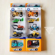 摩托車直升機合金車組合套組】經典老爺車 模型跑車 工程車 玩具跑車 合金跑車 小汽車 合金工程, 1個, 工程車+摩托+直升機(5入隨機一盒