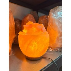 聚寶盆造型鹽燈 直徑15公分, 聚寶盆鹽燈,搭配一般開關電線