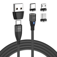 오파츠 6in1 PD100W 마그네틱 자석충전케이블 컨넥터 젠더 별도판매 아이폰 PD27W 초고속충전 CtoC타입지원(홀더포함), 블랙, 1세트, 1.8m