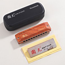 國光布魯斯口琴十孔藍調花梨木製高級成人初學者入門C調, 1個, 國光10孔花梨木C調（全套贈品）