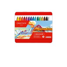 CARAN D'ACHE卡達 NEOCOLOR I 專業級油性蠟筆15色套裝，色彩鮮明，安全無毒，繪畫首選, 1個, 15