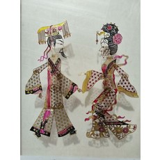 皮影 才子佳人 牛皮雕刻 手工上色 高33cm 一對, 如圖所示, 1個