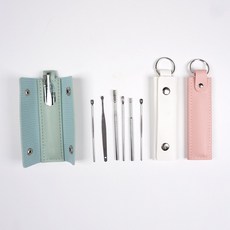 귀청소도구세트 케이스형 금속귀이개 6종, 화이트