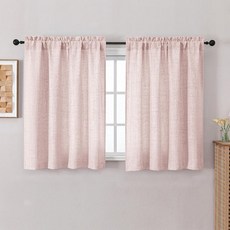 Chyhomenyc 블러쉬 핑크 주방 커튼 길이 114.3cm(45인치) 패널 2개 빛 필터링 질감의 짧은 커튼 부드럽고 통풍이 잘되는 밝은 방 침실 거실용 76.2cm x